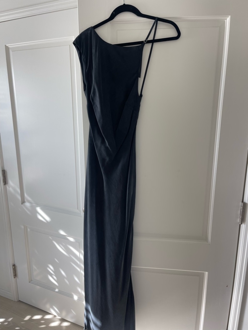 St. Agni Black Asymmetric Maxi Dress